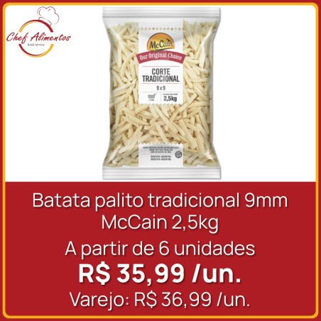 Batata palito tradicional 9mm McCain 2,5kg