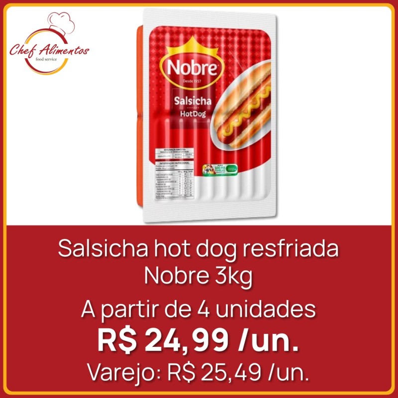 Salsicha hot dog resfriada Nobre 3kg