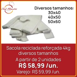 Sacola reciclada reforçada 4kg - diversos tamanhos