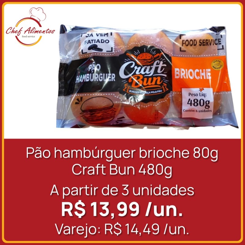 Pão hambúrguer brioche 80g Craft Bun 480g