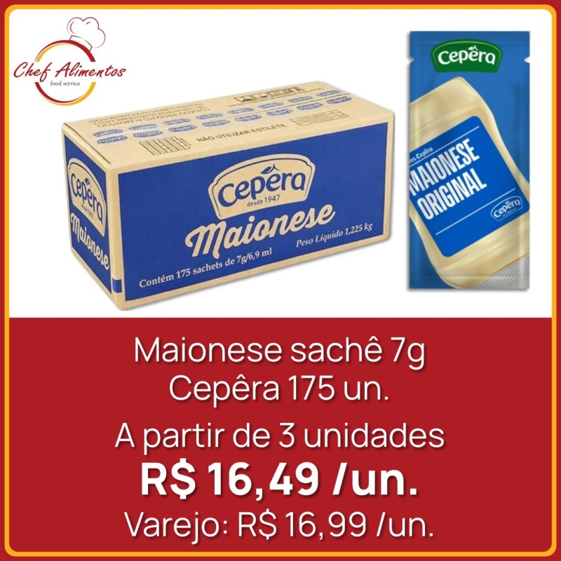 Maionese Cepêra Sachê - Caixa com 175 sachês de 7g