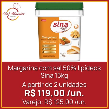 Margarina com sal Sina 50% lipídeos balde 15kg