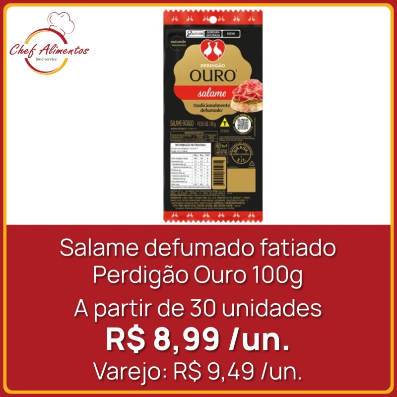 Salame defumado fatiado Perdigão Ouro 100g