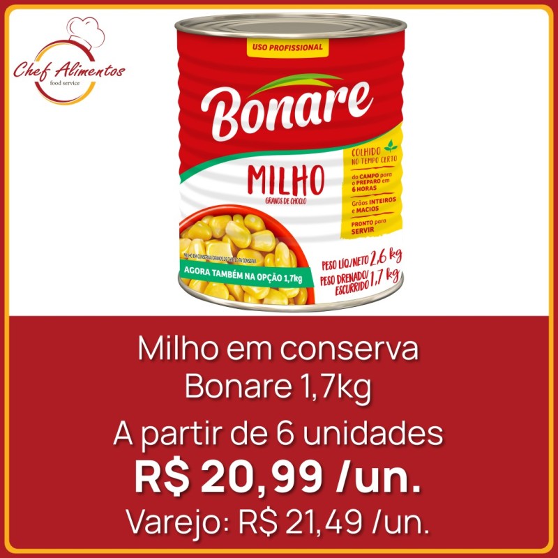 Milho em conserva Bonare 1,7kg