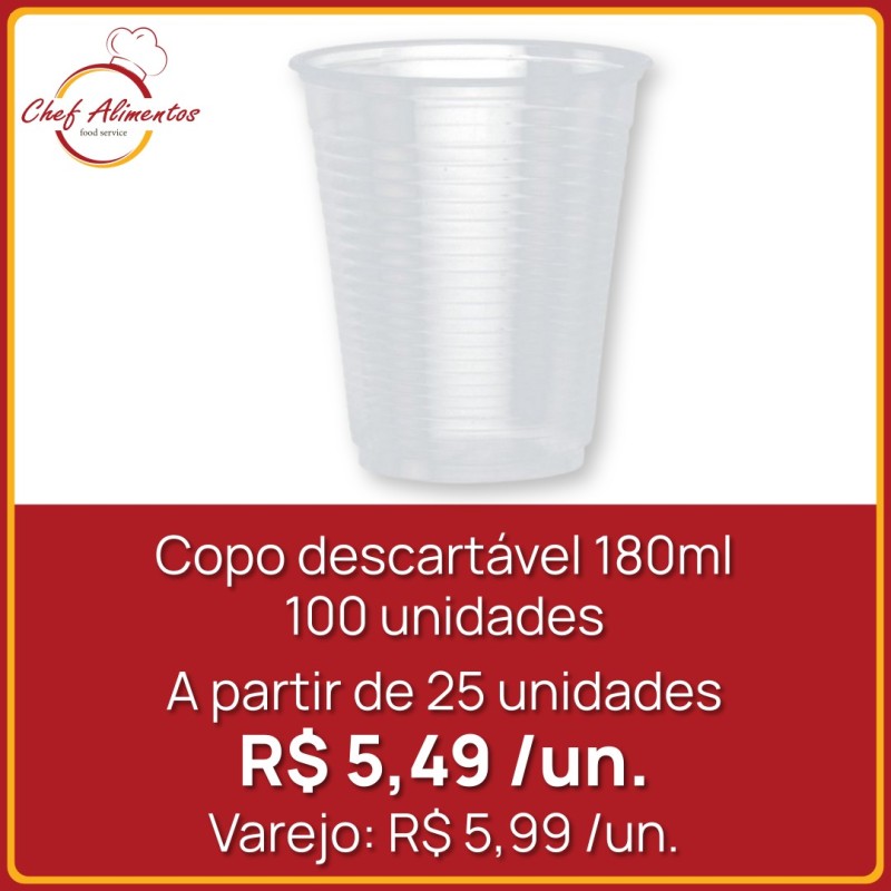 Copo Plástico Descartável Translúcido 180ml