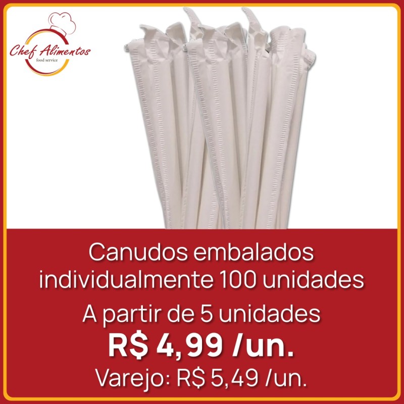 Canudos embalados individualmente 100 unidades