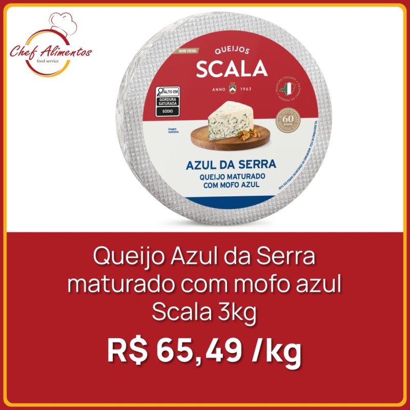 Queijo Azul da Serra maturado com mofo azul Scala 3kg
