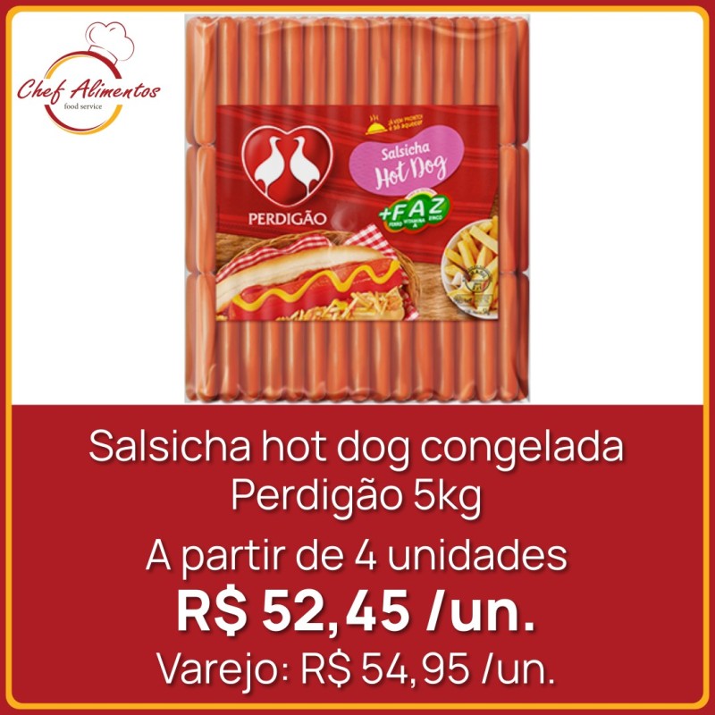 Salsicha Perdigão Congelada Pacote 5 kg