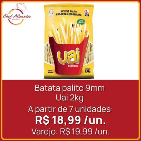 Batata palito 9mm UAI - pacote 2kg