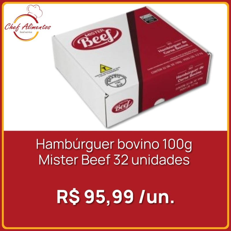 Hambúrguer Mister Beef 32 x 100g