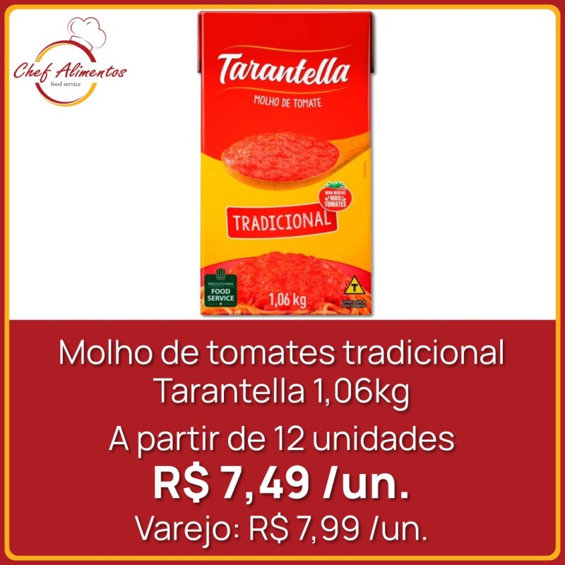 Molho de tomates tradicional Tarantella 1,06kg