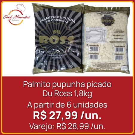 Palmito pupunha picado Du Ross 1,8kg