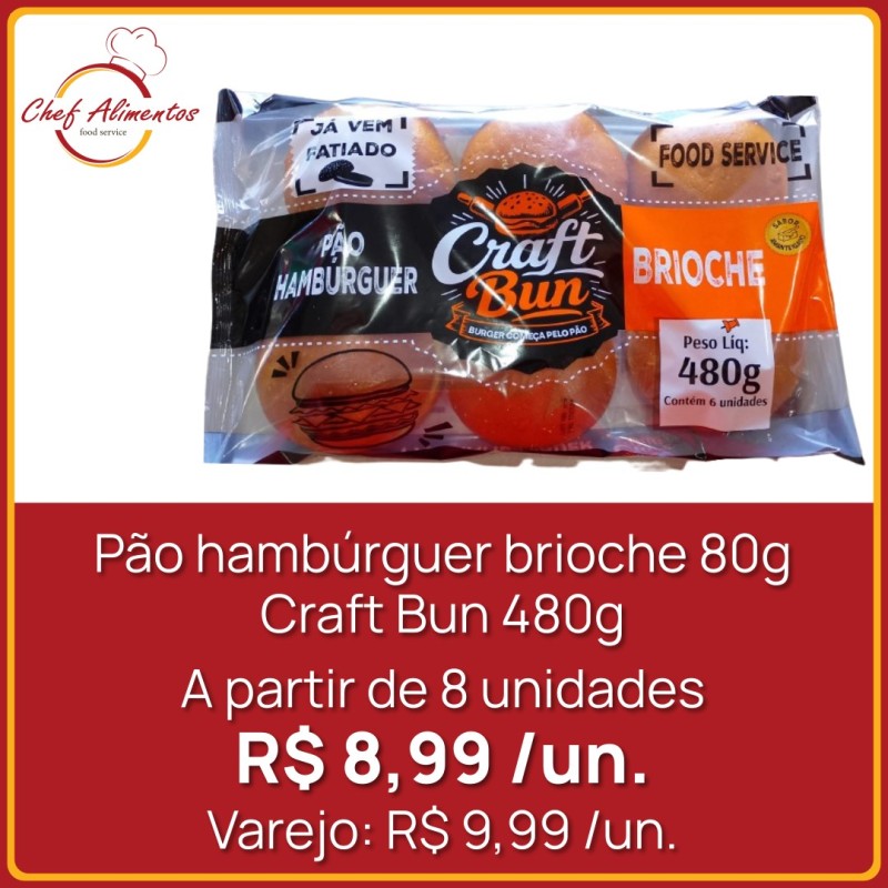 Pão hambúrguer brioche 80g Craft Bun 480g