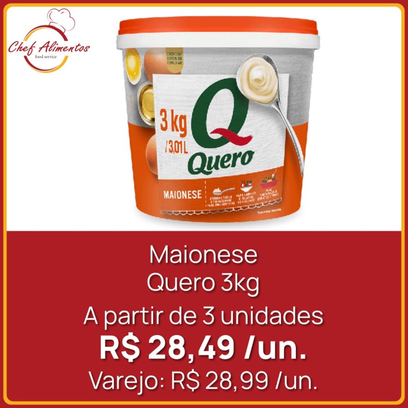 Maionese Quero - balde com 3kg