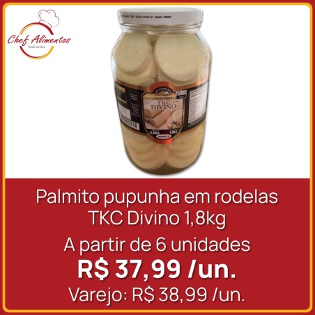 Palmito pupunha em rodelas TKC Divino 1,8kg