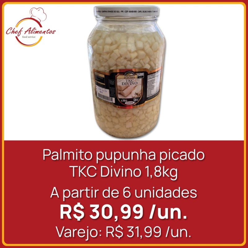 Palmito pupunha picado TKC Divino 1,8kg