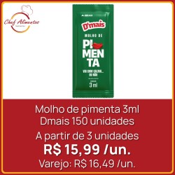 Sachê molho de pimenta 3ml Dmais 150 un.