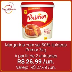 Margarina com sal 60% lipídeos Primor 3kg