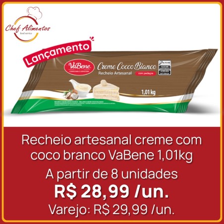 Recheio artesanal creme coco branco VaBene 1,01kg