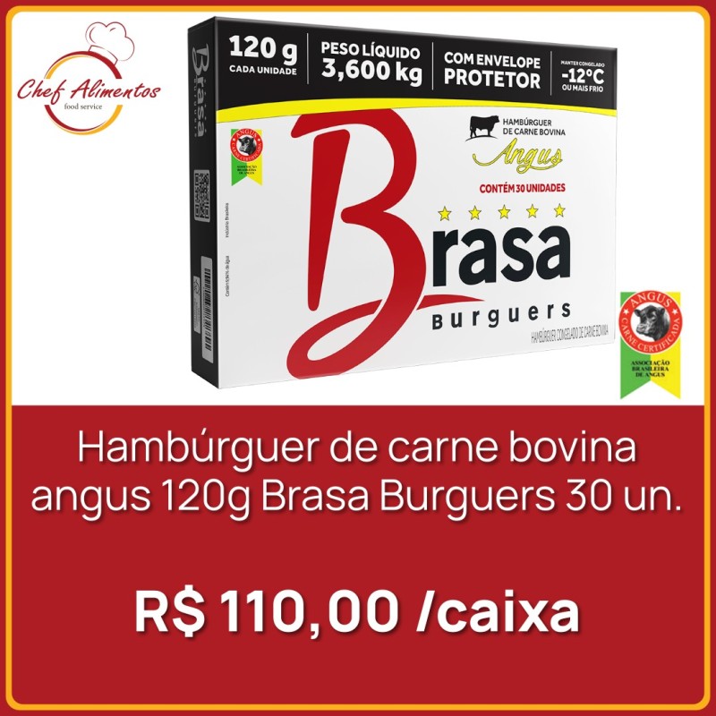 Hambúrguer de carne bovina angus Brasa Burguers 120g