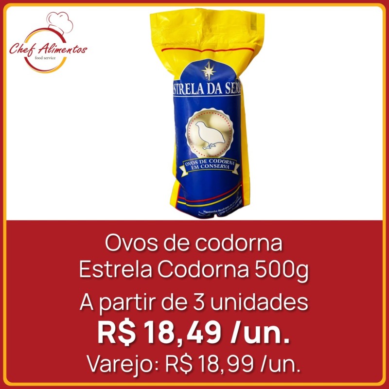 Ovos de Codorna em Conserva Estrela da Serra - pacote 500g drenado