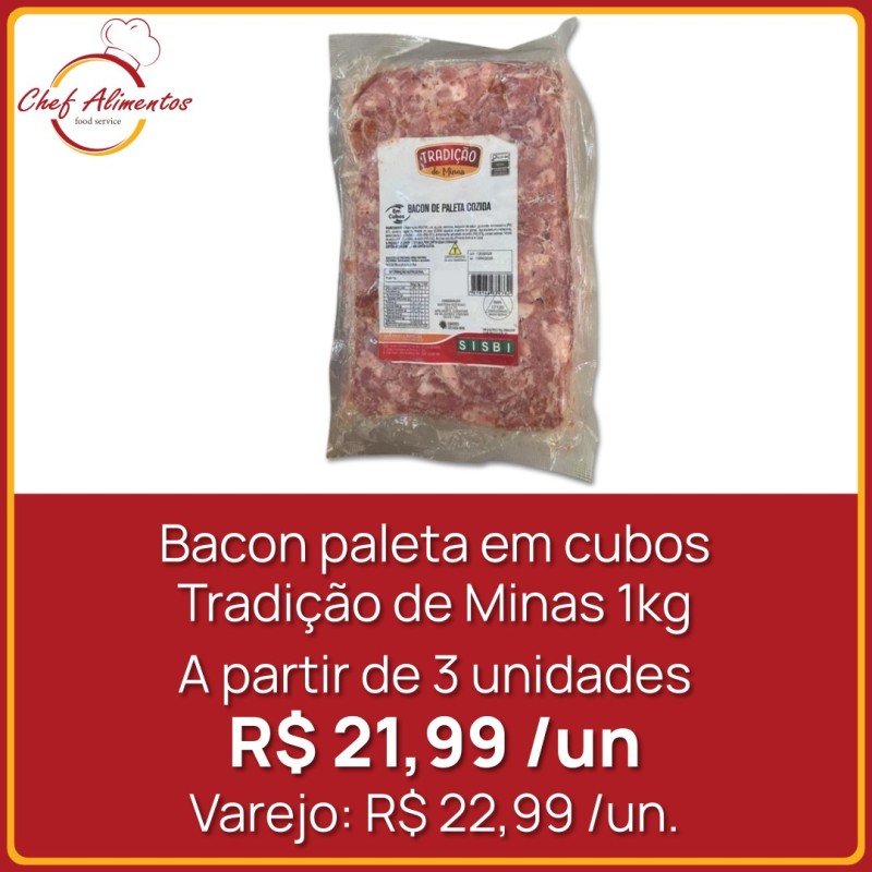 Bacon paleta em cubos Tradição de Minas 1kg