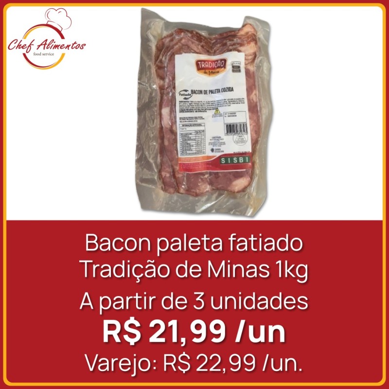 Bacon paleta fatiado Tradição de Minas 1kg
